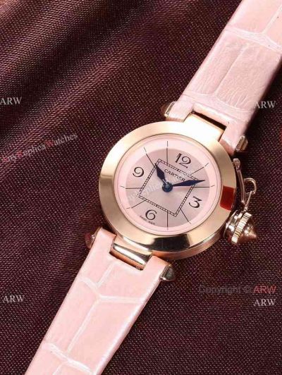 Knock off Cartier Pasha Ladies 28MM Watch Rose Gold Pink Version
